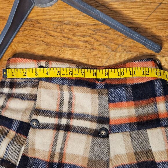Woman's Y2K inspired Navy and beige pleated plaid print side zip mini skirt S - Picture 10 of 10